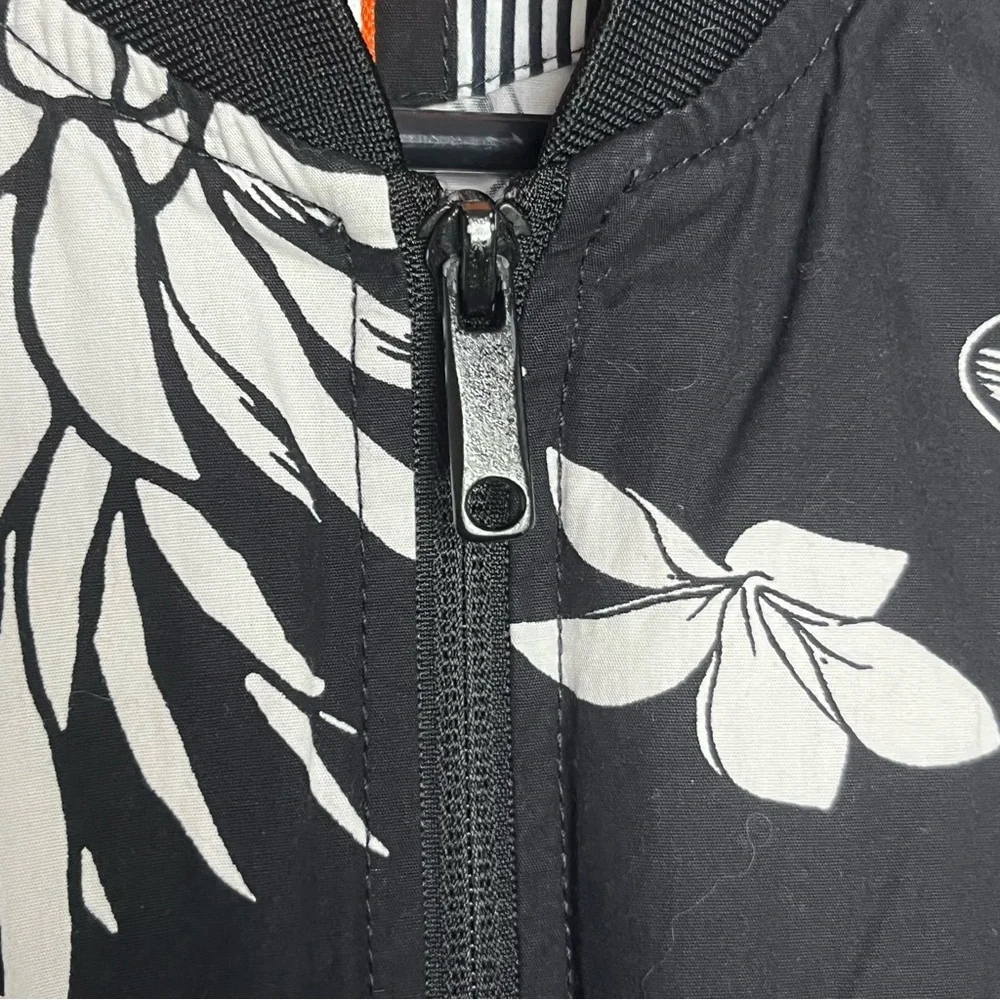 Denim &‎ Flower Ricky Singh Zip Up Jacket Women Medium Black White Tropical